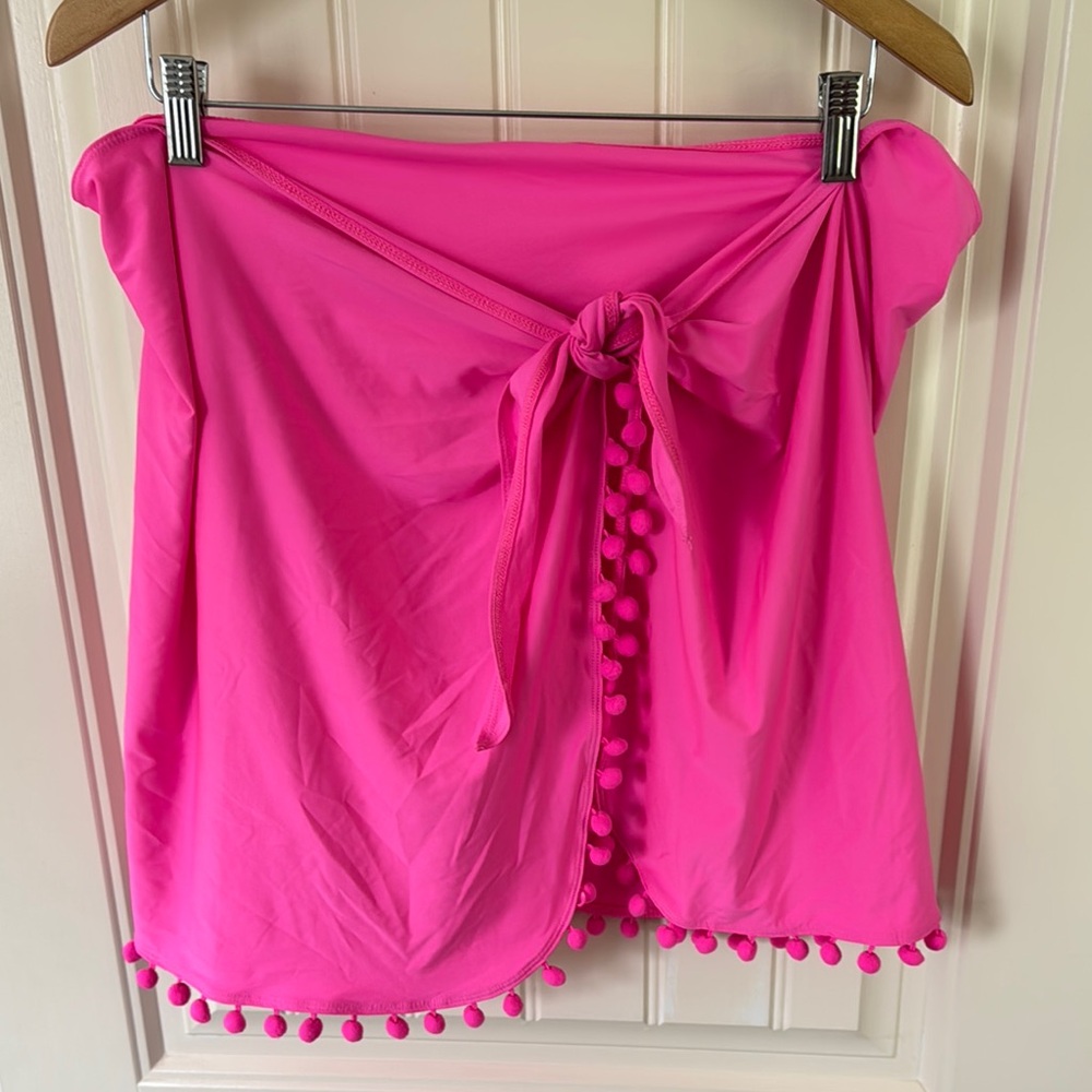Lilly Pulitzer Pink Sarong with Playful Pom-Pom Trim